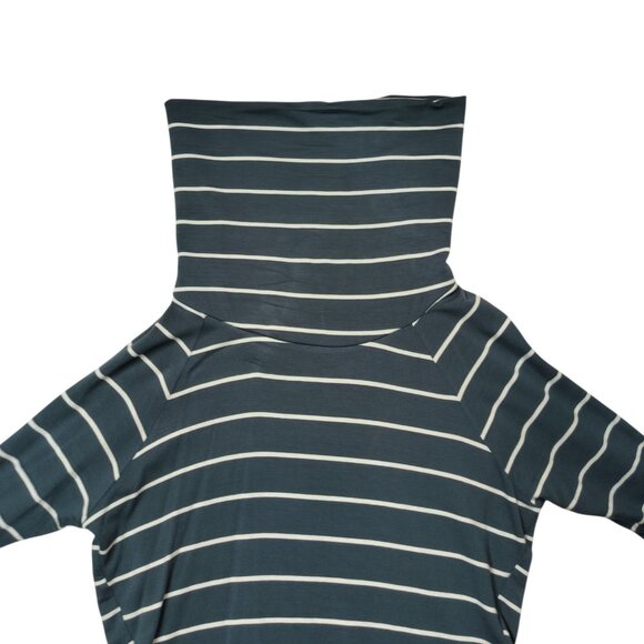 Lou & Grey Striped Long Sleeve Cowl Neck Soft Tunic Sweater Teal Size Small - Picture 5 of 7